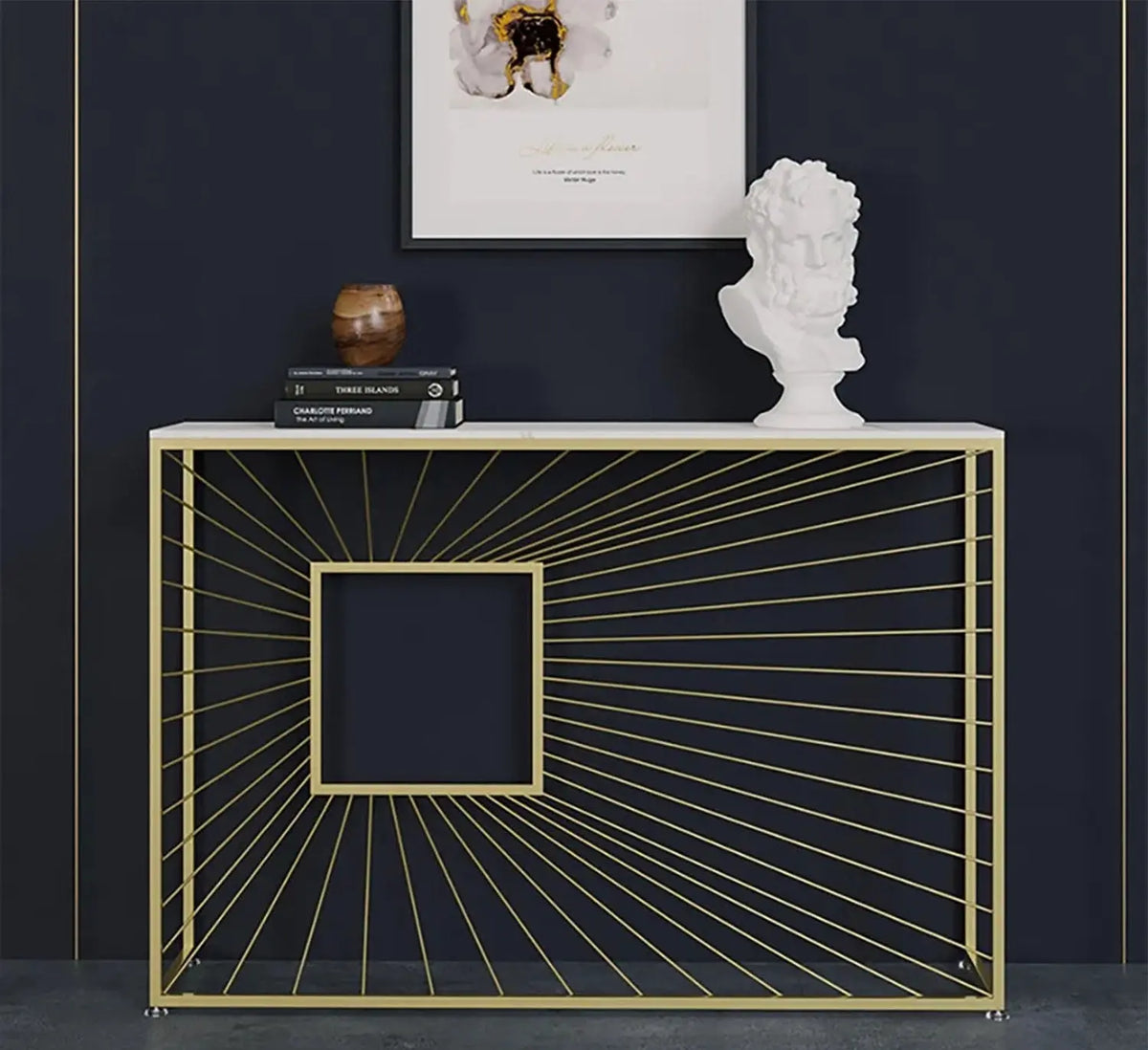 Modern iron and Turkish marble console – contemporary and elegant design