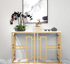 Metal steel console with white Turkish Carrara marble top – 120 cm – DEA-084