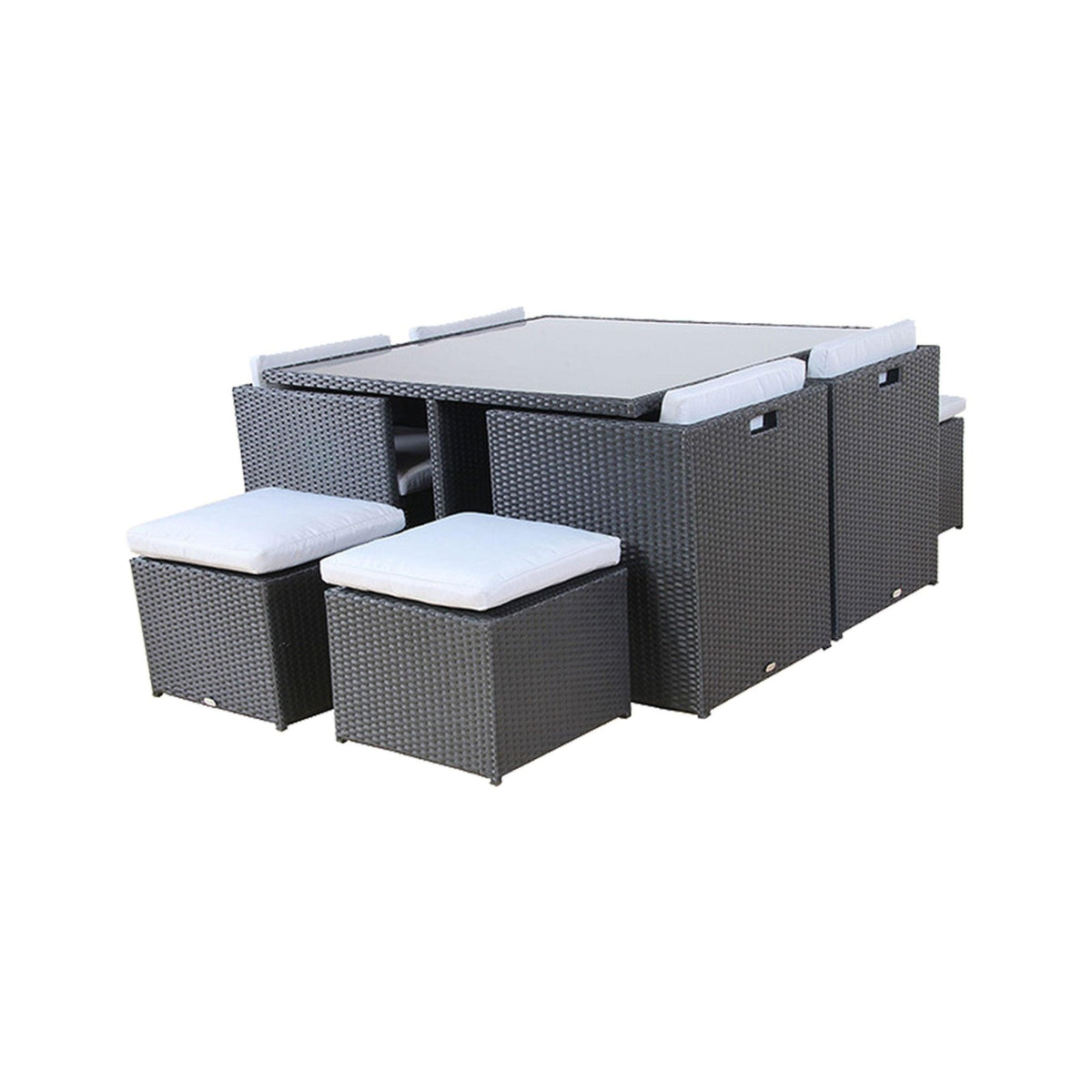 Rattan dining set with buffet, 4 chairs, and table | Elegant and comfortable outdoor set with a modern design