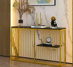 Metal steel console with black marble wood surface – 120 cm – DEA-088