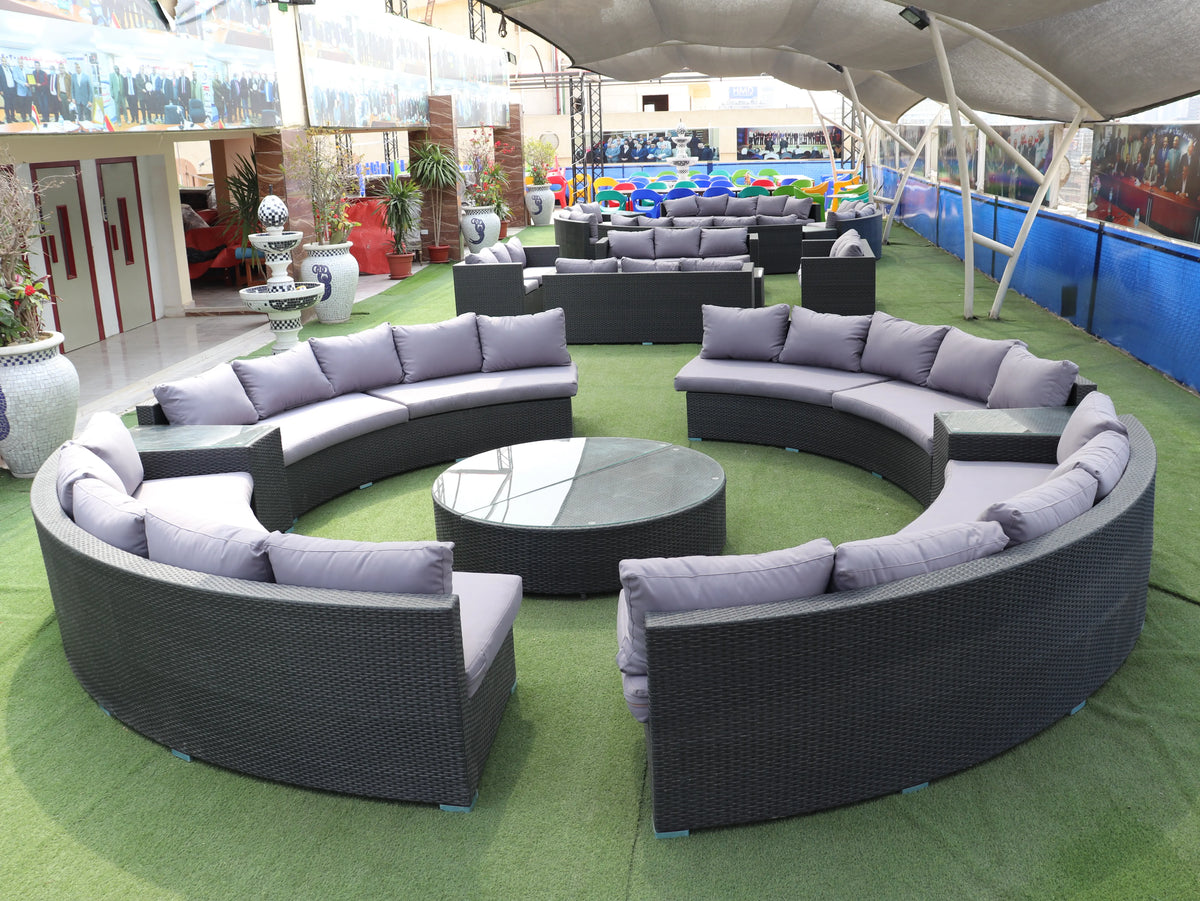 The Lyon Rattan Corner is enough for 16 people.