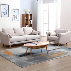 Beech wood sofa set - velor fabric - ENT-037
