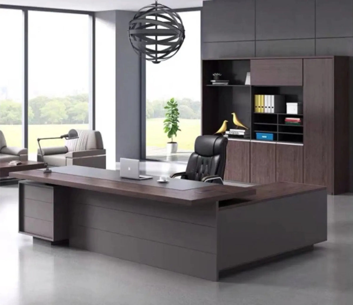 High-quality Spanish MDF wooden manager’s desk – a durable, modern design suitable for professional offices – CEM-157