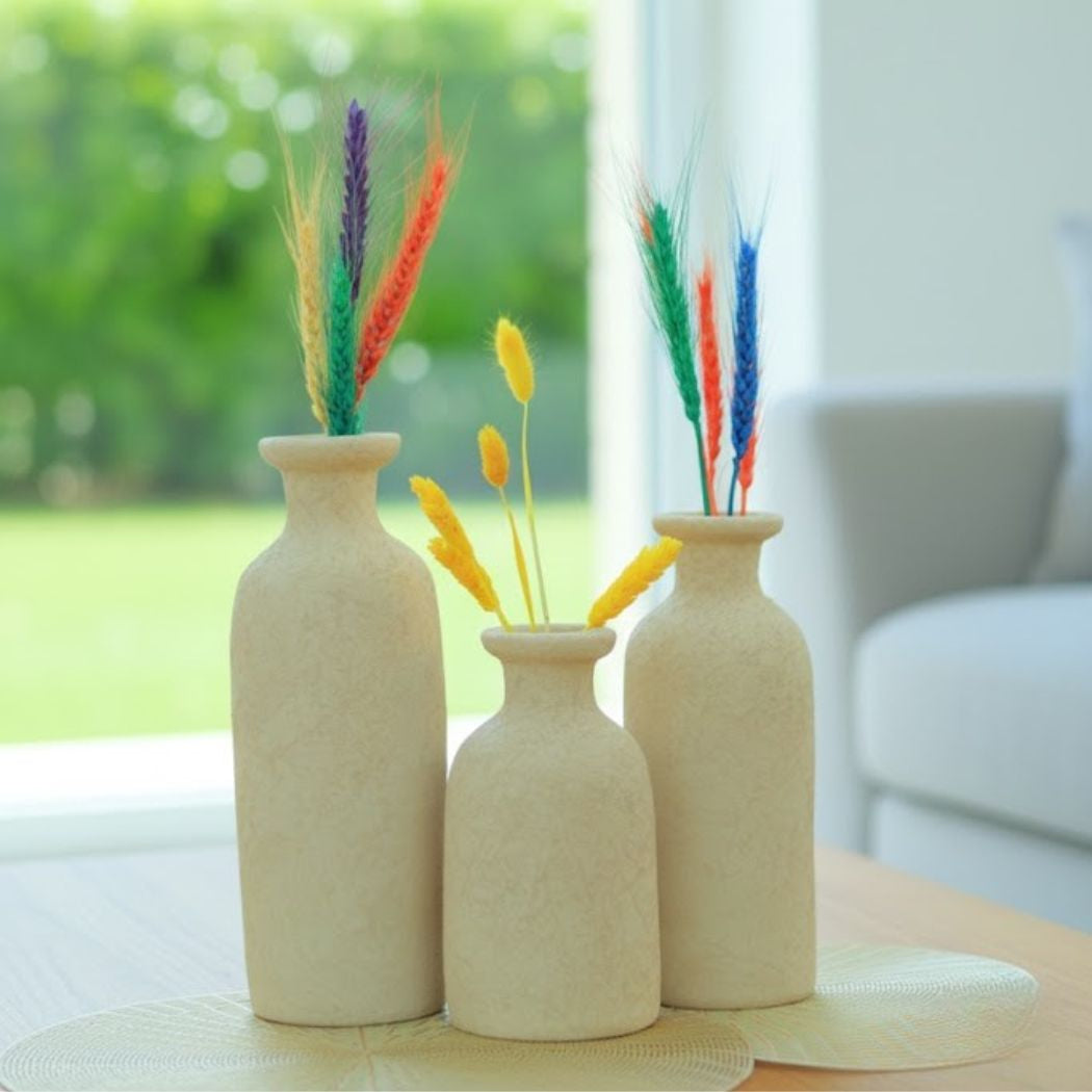 Set of 3 Beige Gradient Elegant Ceramic Vases – KHK-024