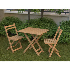 Folding table + 2 red beech wood chairs - OBG-001