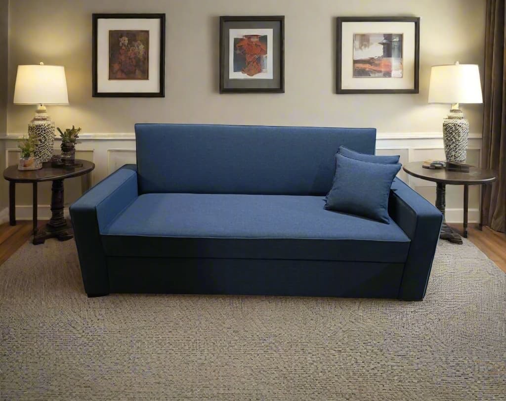 Manx 3-seater sofa bed with swivel back - red beech wood - HST-024