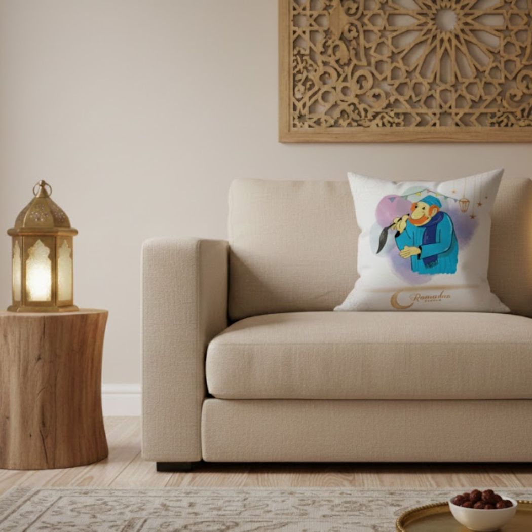 Ramadan Cushion 40×40 cm with Fiber Filling and Zipper – Elegant Ramadan Design | OS-RAM-023