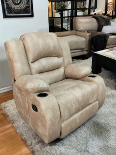 Red Beech Wood Recliner - Turkish Mechanism - Imported Easy-to-Clean Suede Leather - BIM-013