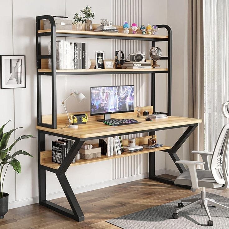 Metal desk with high-quality MDF wood upper cabinet MSC-526 – integrat ...