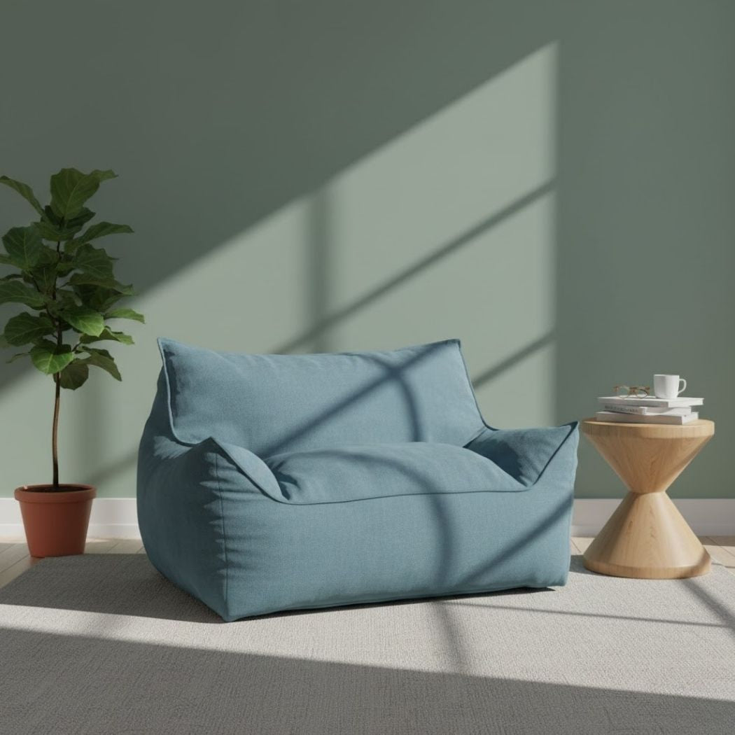 Very distinctive bean bag sofa in Sabia fabric in turquoise color ELH-061