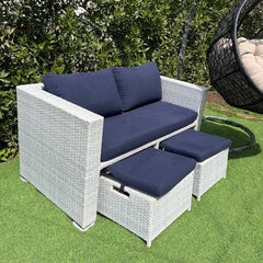 Sofa set and 2 rattan poufs - OS-477