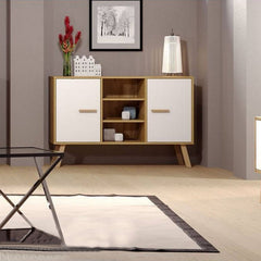 White and beige MDF buffet - 80 x 120 x 40 cm - OSM-574