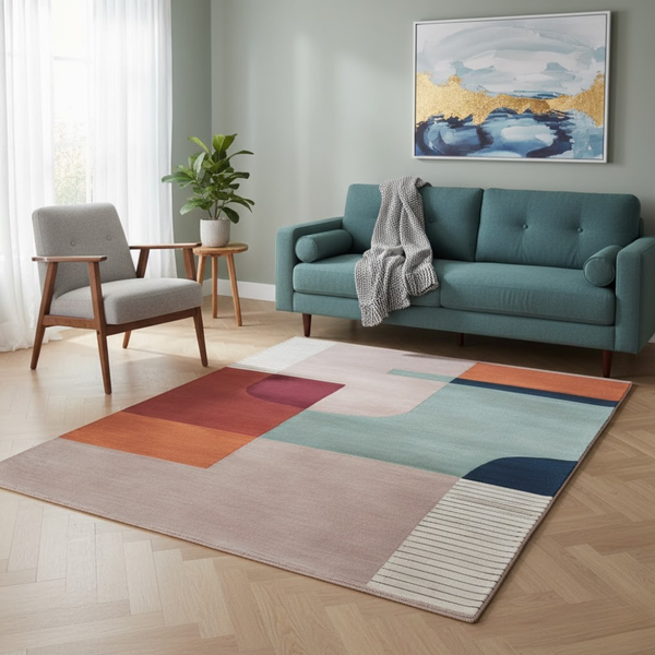 سجادة صوف يدوية الصنع متعددة الألوان – موديل KHM-027 من أوسكار فرنتشر