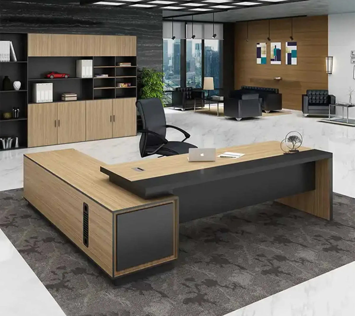 High-quality MDF wooden manager’s desk with a luxurious design – Model HFS-141
