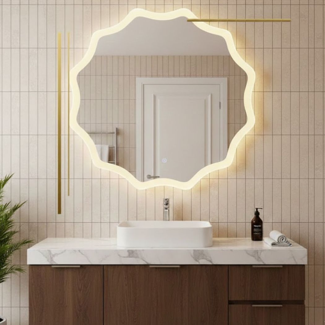 Sun LED Circular Wall Mirror – Model KTM-002 by Oscar Furniture