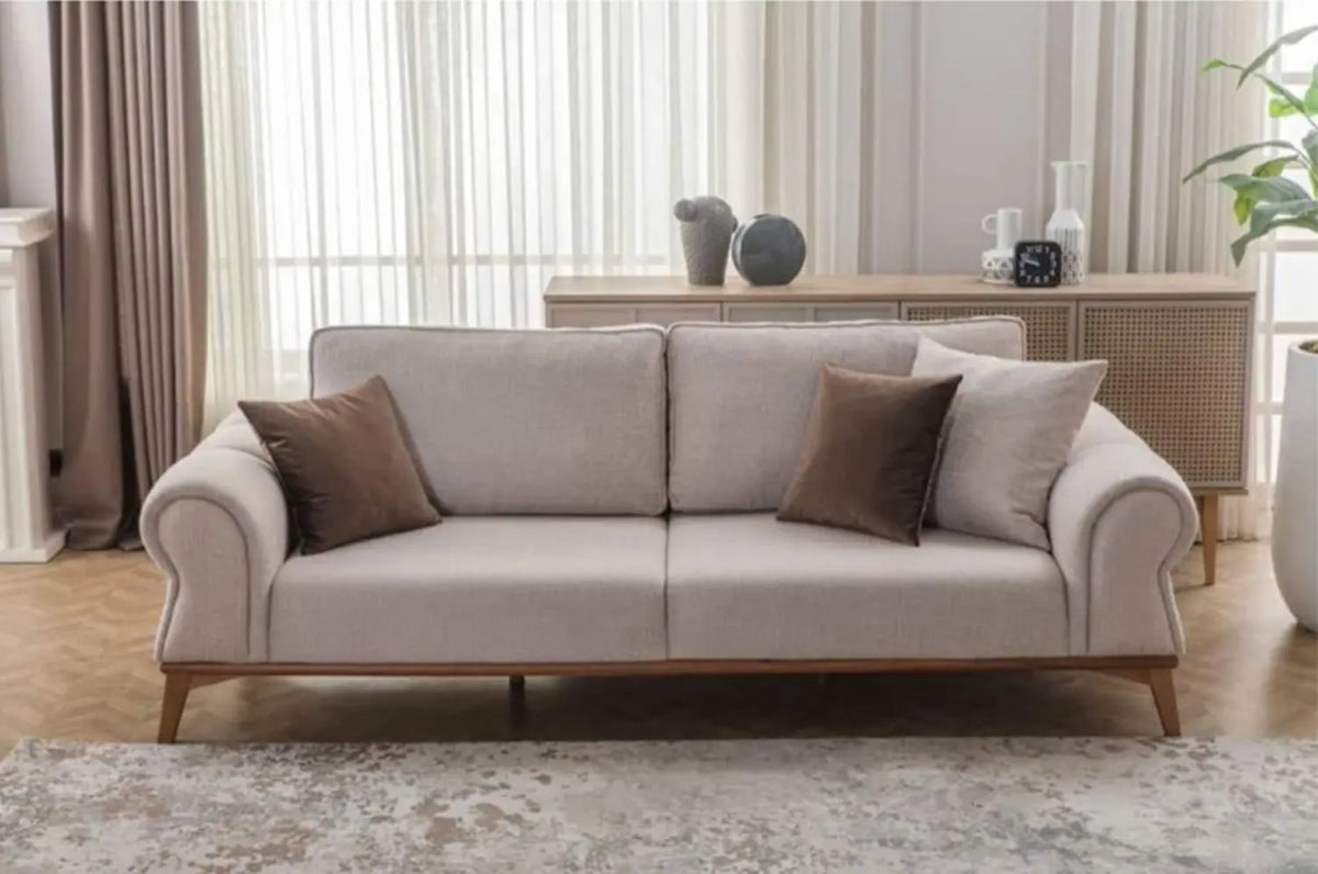 Beech wood sofa with linen or velvet fabric - KYN-037