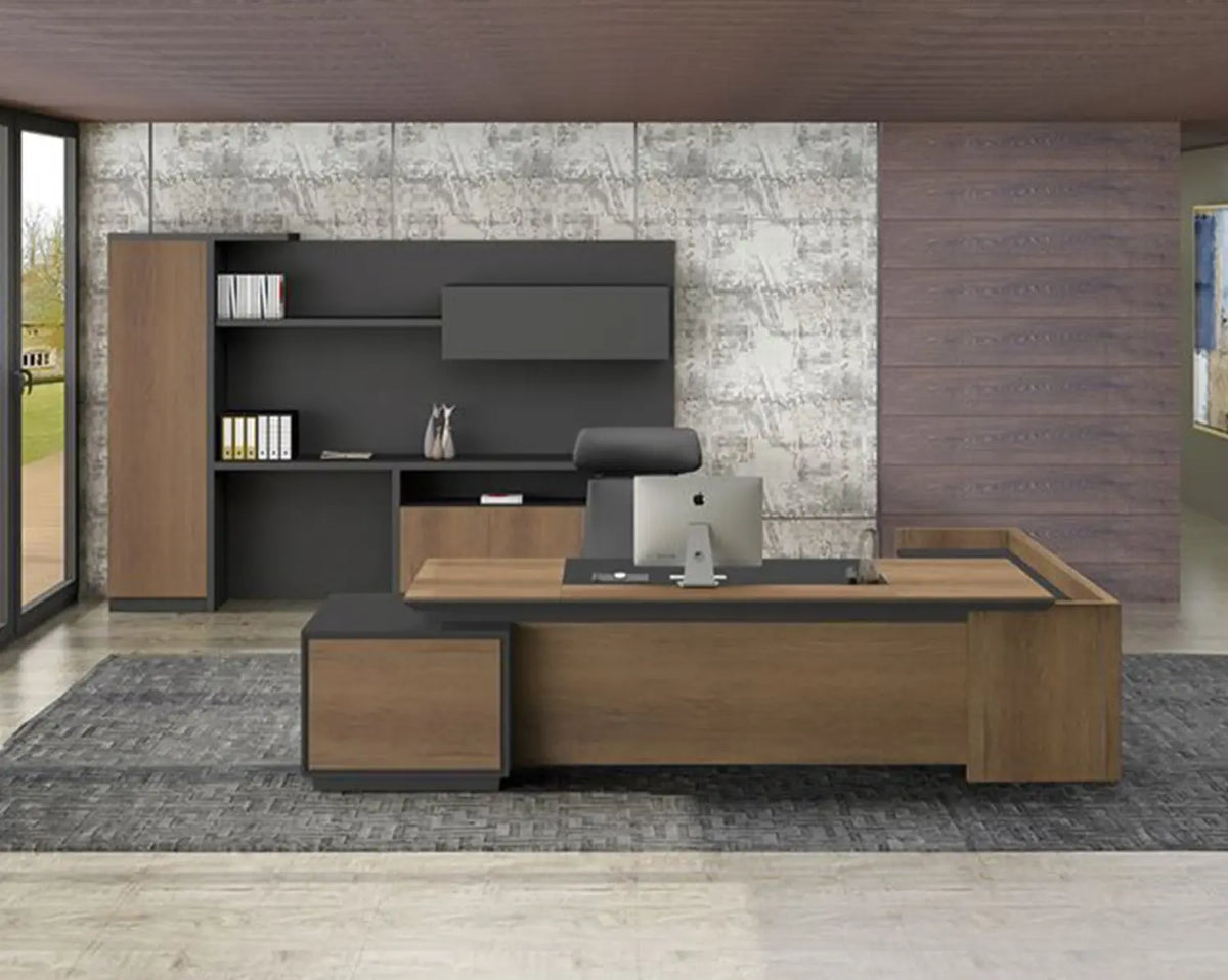 High-quality Spanish MDF wooden manager’s desk – a durable, modern design suitable for professional offices – CEM-154