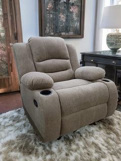 Red Beech Wood Recliner - Turkish Mechanism - Imported Easy-to-Clean Suede Leather - BIM-022