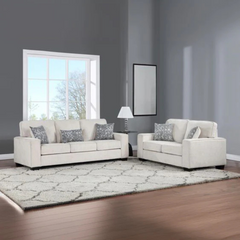 Beech wood sofa set - Koya linen fabric - ENT-054