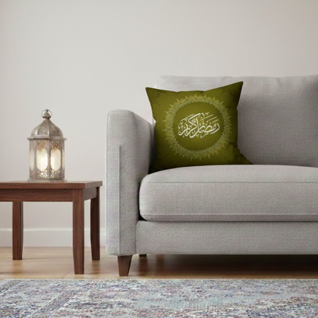 Ramadan Cushion 40×40 cm with Fiber Filling and Zipper – Elegant Ramadan Design | OS-RAM-039