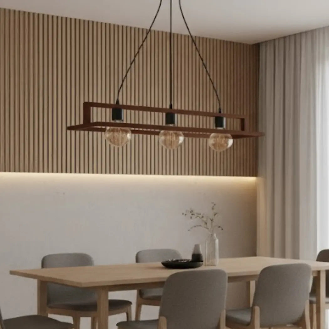 Natural Wood Chandelier with Reddish Brown Paint – Model SKN-007 from Oscar Furniture