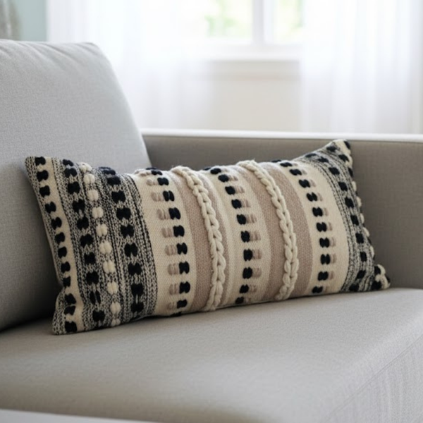 كوشن صوف هاند ميد مقاس 45×45 سم من أوسكار فرنتشر – تصميم مميز HAZ-101