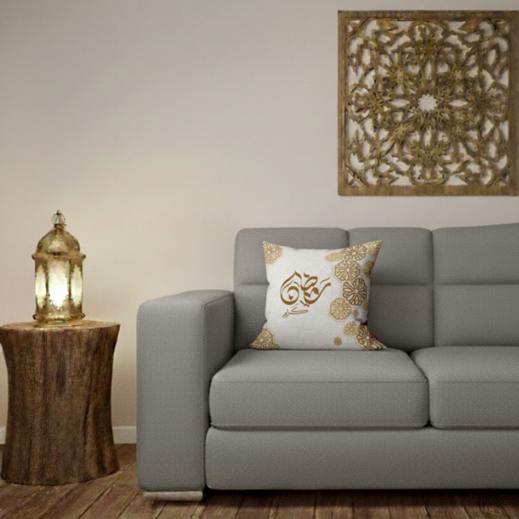 Ramadan Cushion 40×40 cm with Fiber Filling and Zipper – Elegant Ramadan Design | OS-RAM-033