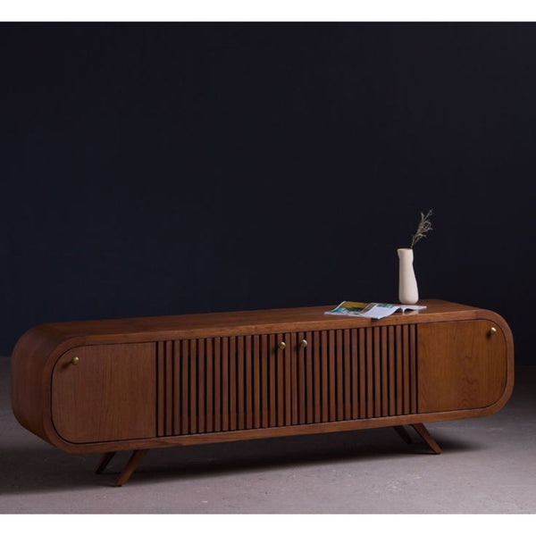 TV unit wood counter with natural Arrow veneer – model CHW-152 from Oscar Furniture