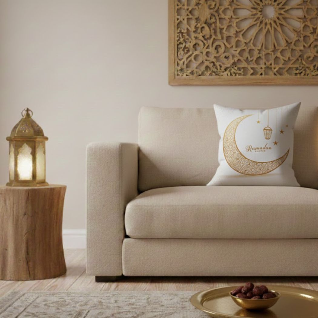 Ramadan Cushion 40×40 cm with Fiber Filling and Zipper – Elegant Ramadan Design | OS-RAM-025