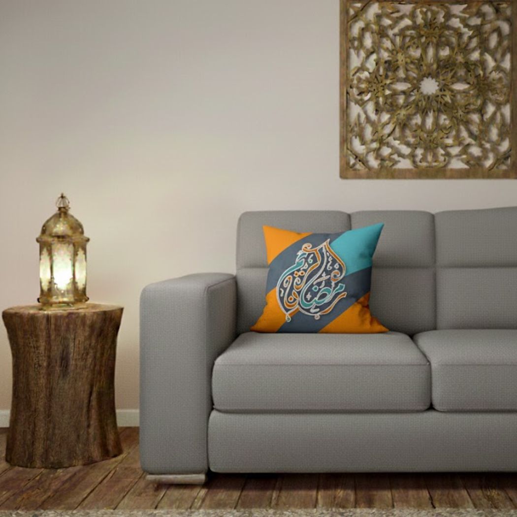 Ramadan Cushion 40×40 cm with Fiber Filling and Zipper – Elegant Ramadan Design | OS-RAM-034