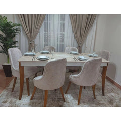 Dining table - 7 pieces of high quality beech wood - KYN-166