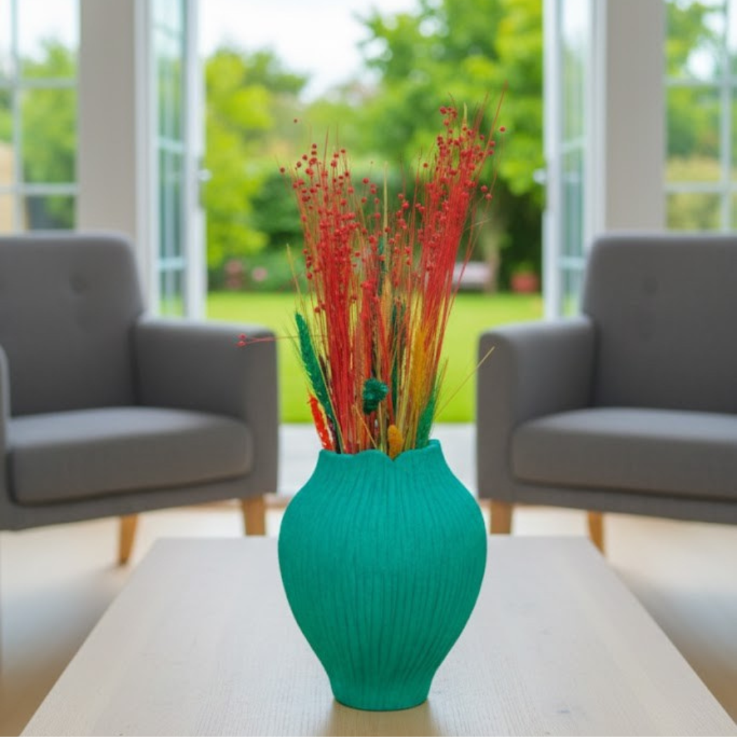 Green Ceramic Vase with Elegant Balanced Design – KHK-044