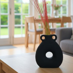 Black Ceramic Vase with Elegant Design – KHK-029