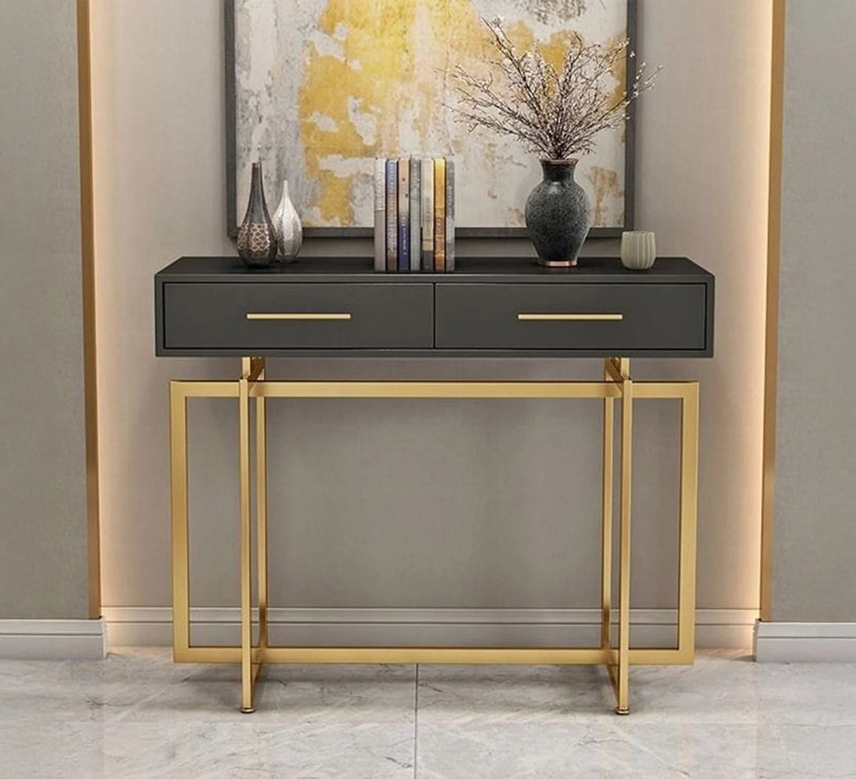 Steel coated console – high-quality MDF wood surface – luxurious modern design – model ZSL-004