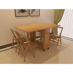 Set of 4 chairs + red beech wood table - OBG-024