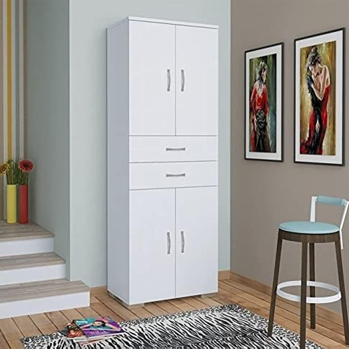 Wooden countertop kitchen storage unit with MDF layer - KYN-156
