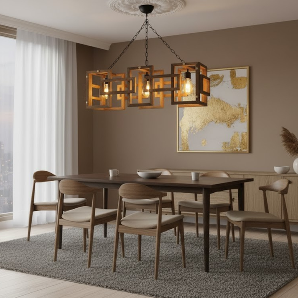 نجفة خشب طبيعي طلاء بني محمر بخامات مستوردة – موديل SKN-039 من أوسكار فرنتشر