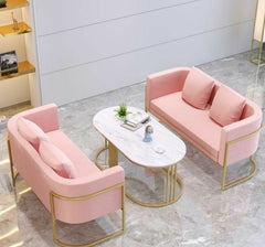 Metal sofa set and white marble quartz table - LUS-137