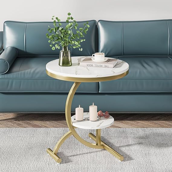 Steel Coated Coffee Table – Luxury Carrara Marble Top – Elegant Modern Design – Model ZSL-020