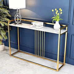 كونسول استيل مطلي – سطح رخام كرّارة طبيعي – تصميم فاخر وعصري – موديل ZSL-025