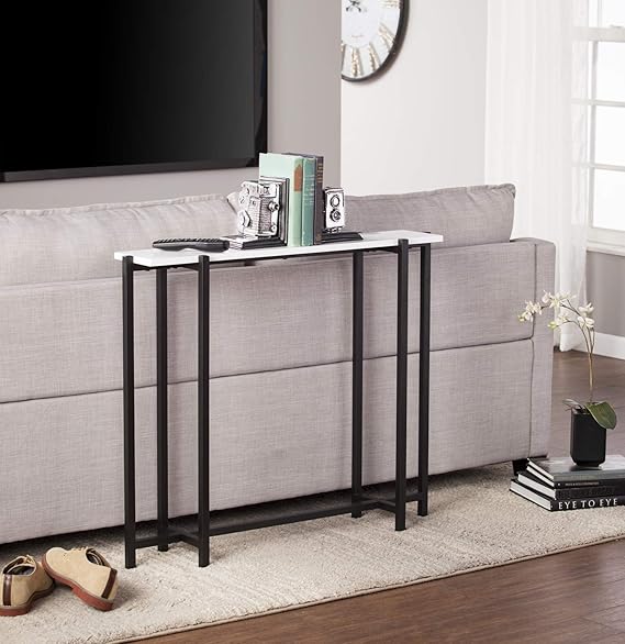 كونسول استيل مطلي – سطح رخام كرّارة طبيعي فاخر – تصميم عصري فخم – موديل ZSL-043