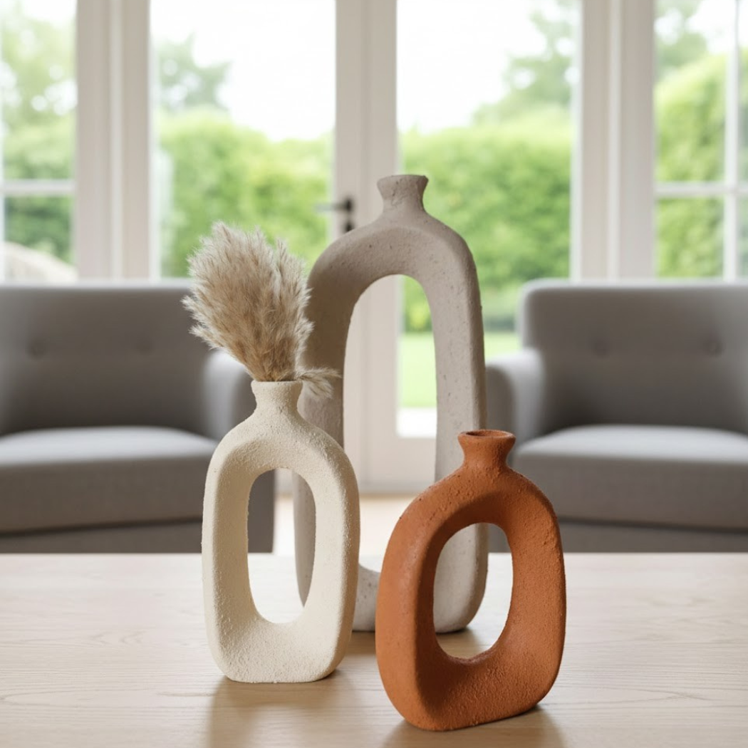 Set of 3 Multicolored Pottery Vases for Modern Decor KHK-046