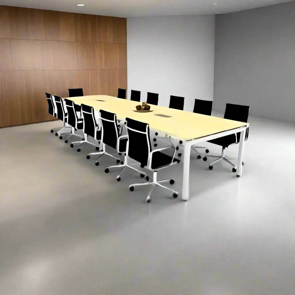 ترابيزة اجتماعات خشب MDF إسباني مع شاسيه معدني – تصميم عصري أنيق