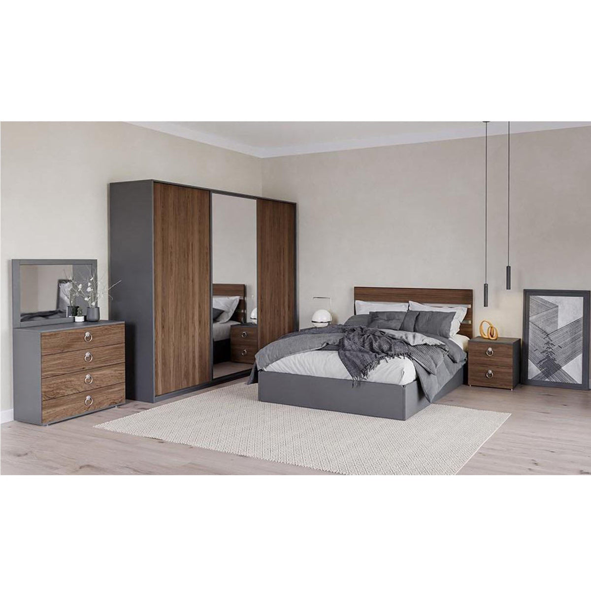 Complete bedroom made of Spanish MDF wood - MAD-014