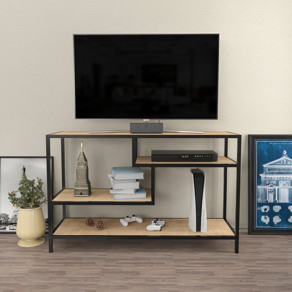Iron and melamine wood TV table - MTC-085