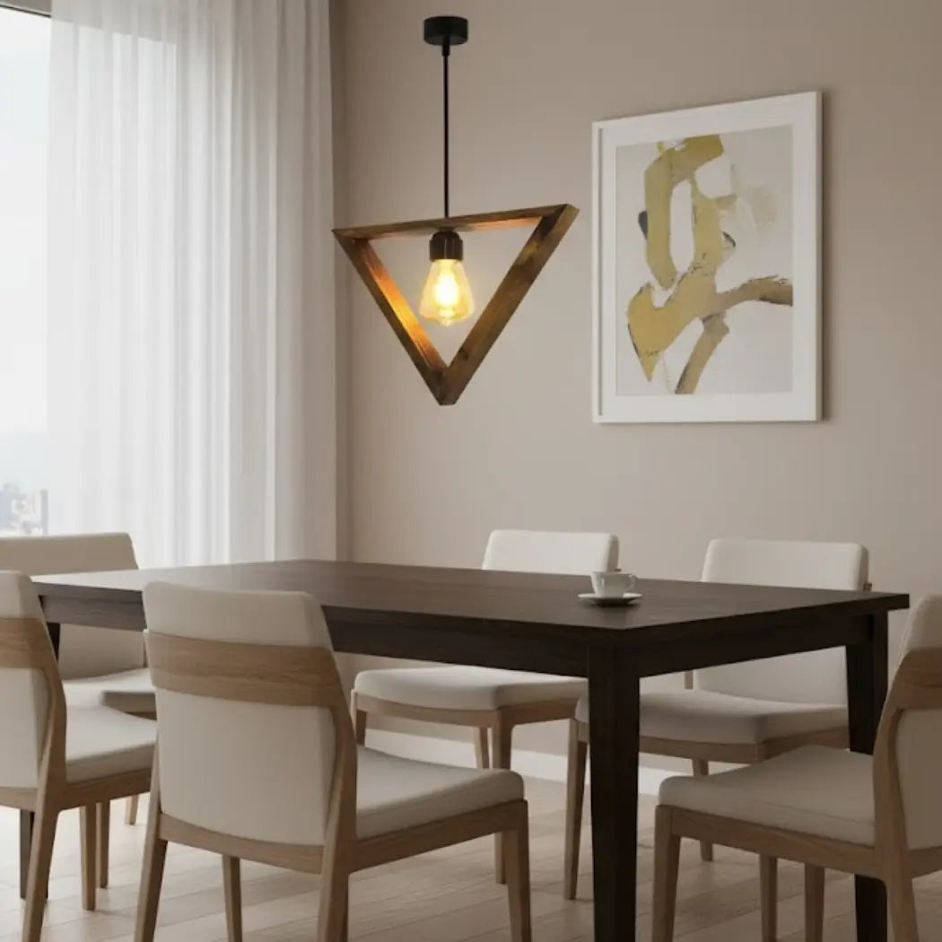 Single Ceiling Pendant Natural Wood Transparent Insulating Coating – Burnt Wood Style – Model SKN-022 from Oscar Furniture