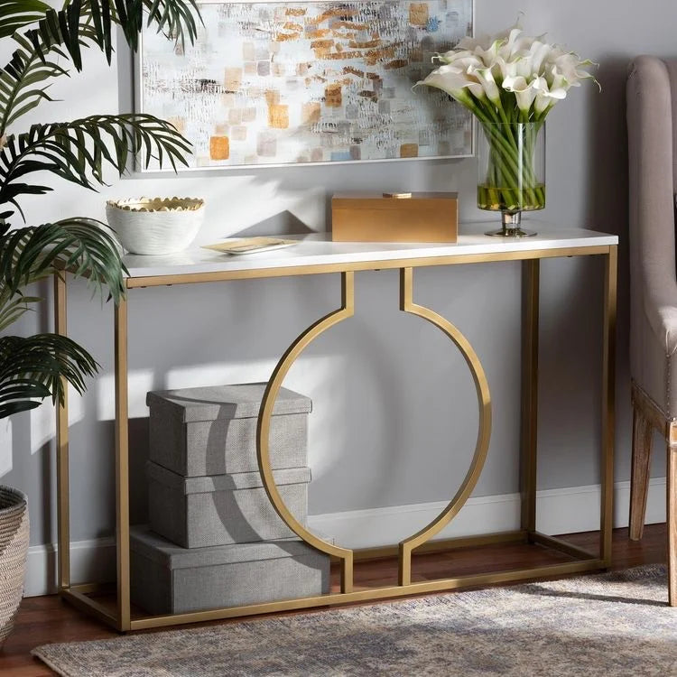 Steel coated console – luxurious natural Carrara marble surface – elegant modern design – model ZSL-041