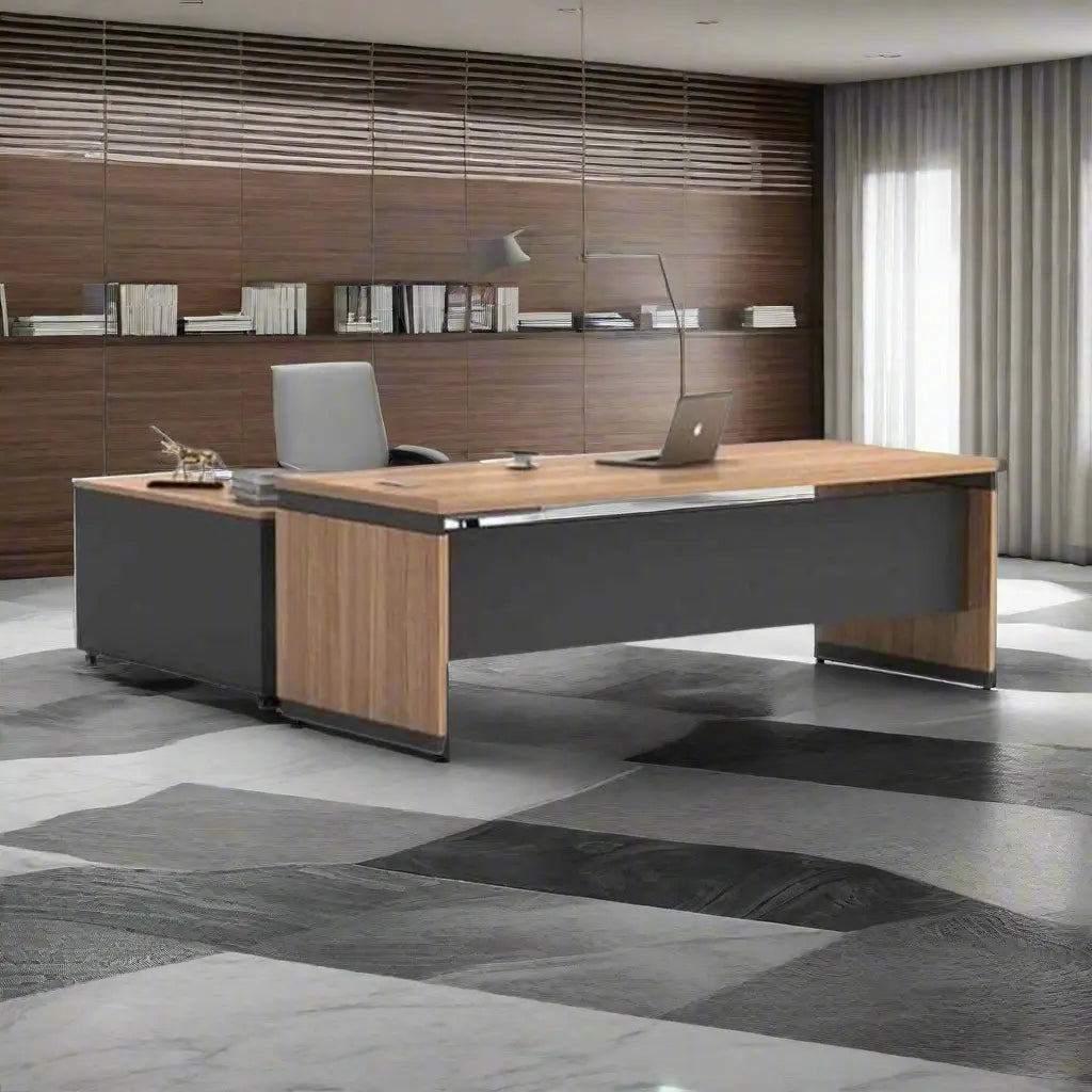 High-Quality MDF Wooden Manager’s Desk with a Luxurious Design – Model HFS-088