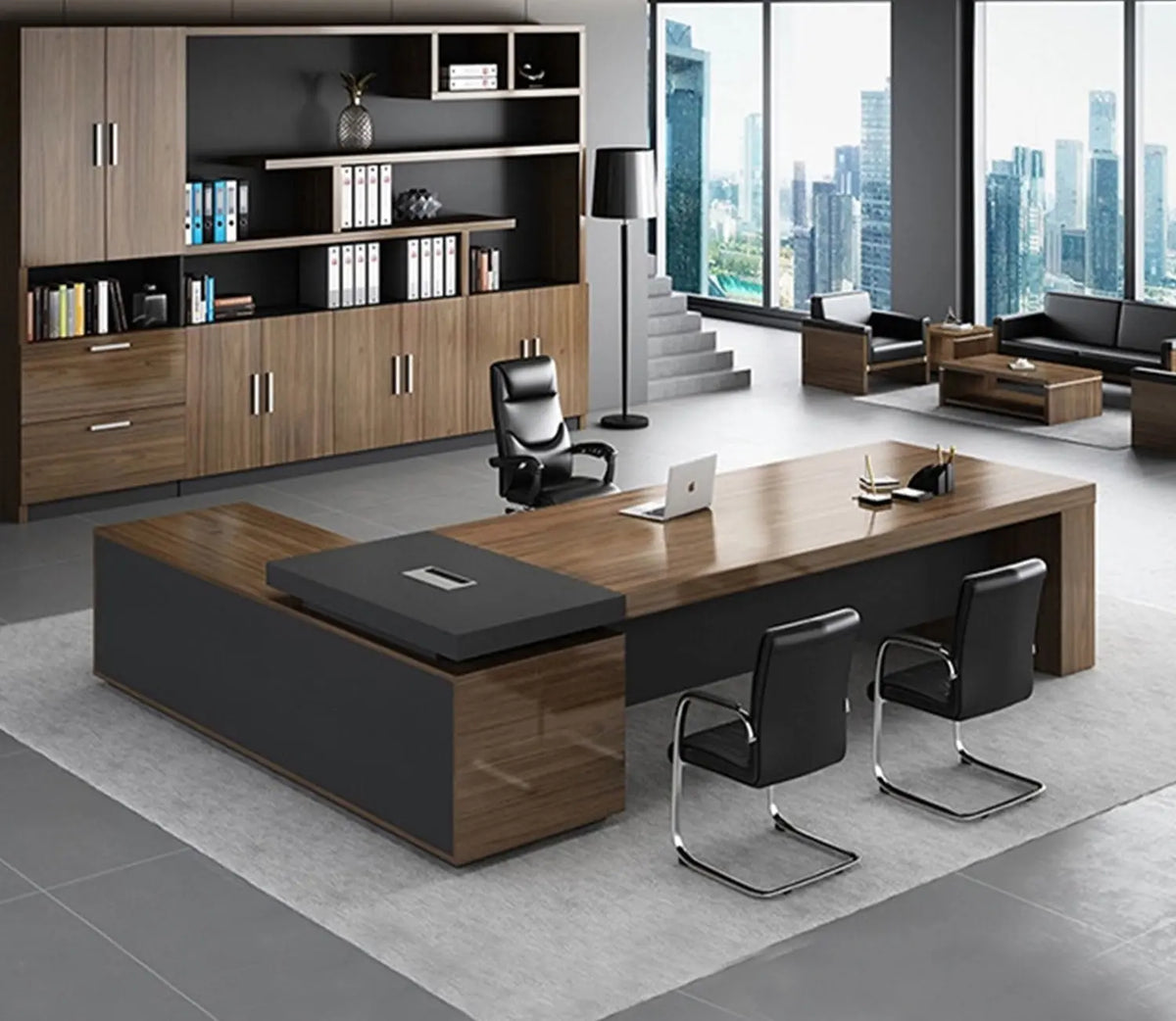 High-quality Spanish MDF wooden manager’s desk – a durable modern design suitable for professional offices – CEM-146