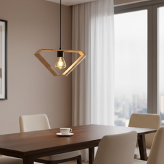 Single Ceiling Pendant Natural Wood Transparent Insulating Coating – Model SKN-019 from Oscar Furniture